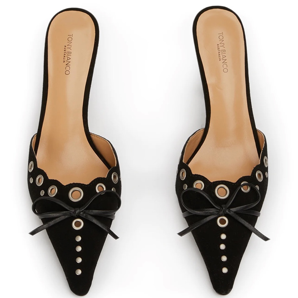 Tony Bianco Shae Black Suede Heels Size 9.5